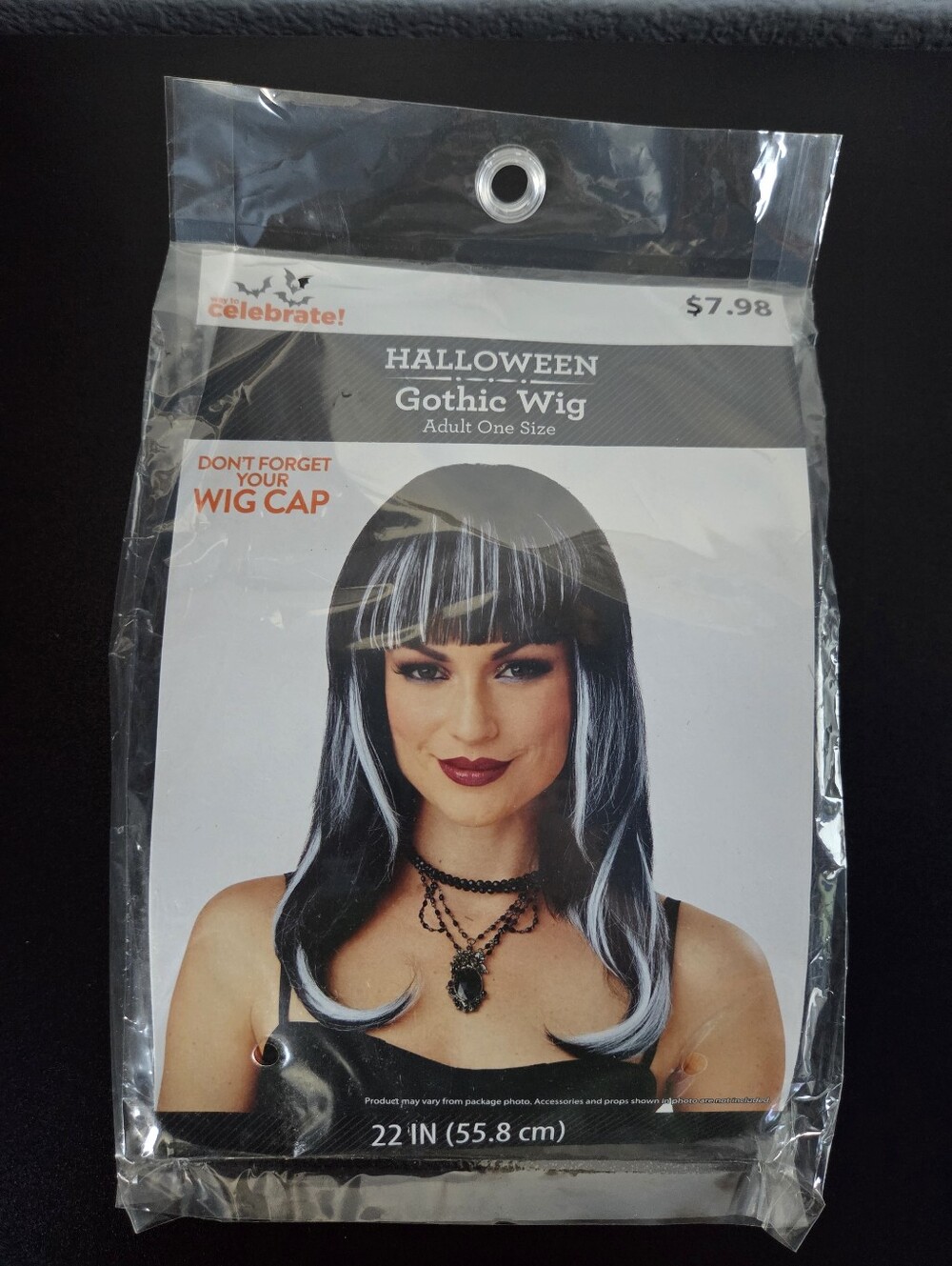 Gothic Halloween wig black white with bangs